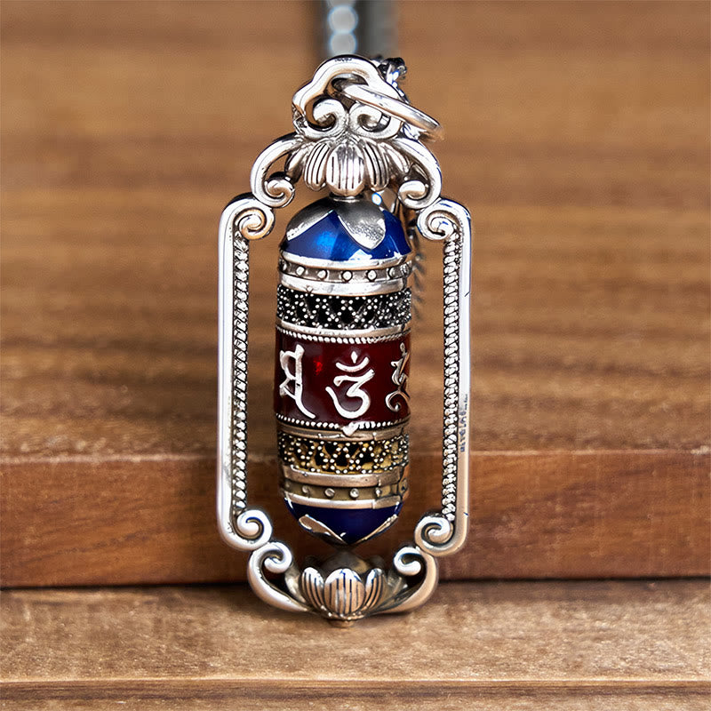 Pendentif porte-bonheur vintage en cuivre avec roue de prière Om Mani Padme Hum et Buddha Stones - image 11