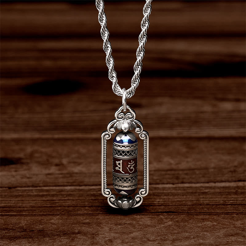 Pendentif porte-bonheur vintage en cuivre avec roue de prière Om Mani Padme Hum et Buddha Stones - image 3