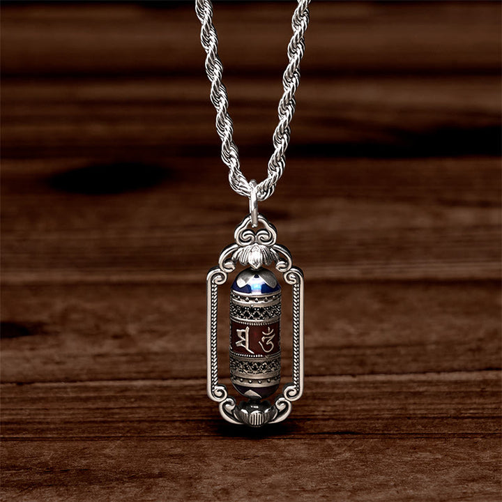 Pendentif porte-bonheur vintage en cuivre avec roue de prière Om Mani Padme Hum et Buddha Stones - image 3
