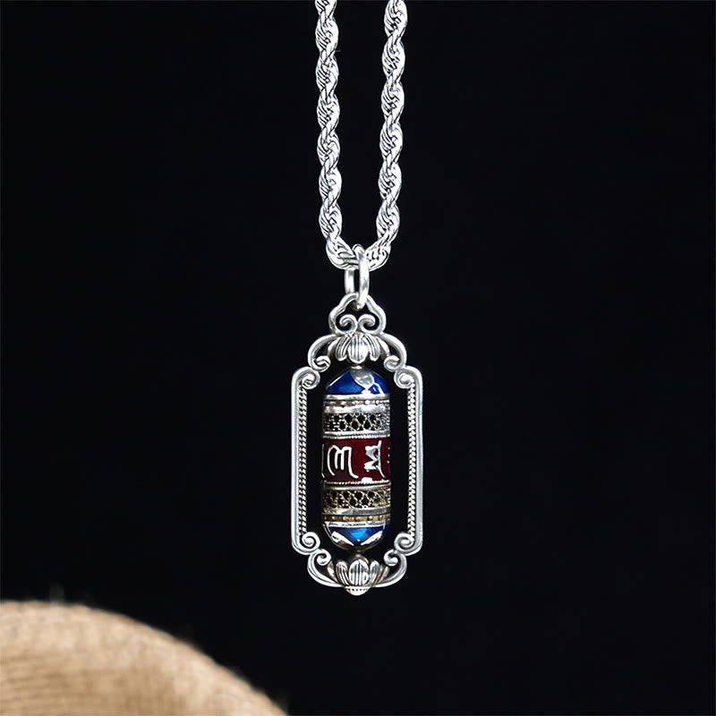 Pendentif porte-bonheur vintage en cuivre avec roue de prière Om Mani Padme Hum et Buddha Stones - image 2
