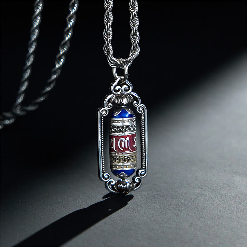 Pendentif porte-bonheur vintage en cuivre avec roue de prière Om Mani Padme Hum et Buddha Stones - Cuivre (Richesse ♥ Chance) - image 1