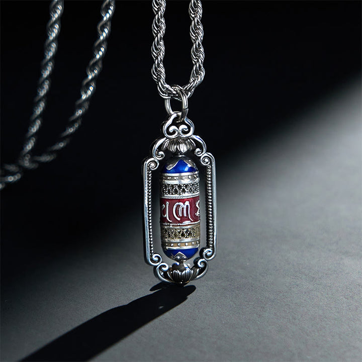 Pendentif porte-bonheur vintage en cuivre avec roue de prière Om Mani Padme Hum et Buddha Stones - Cuivre (Richesse ♥ Chance) - image 1