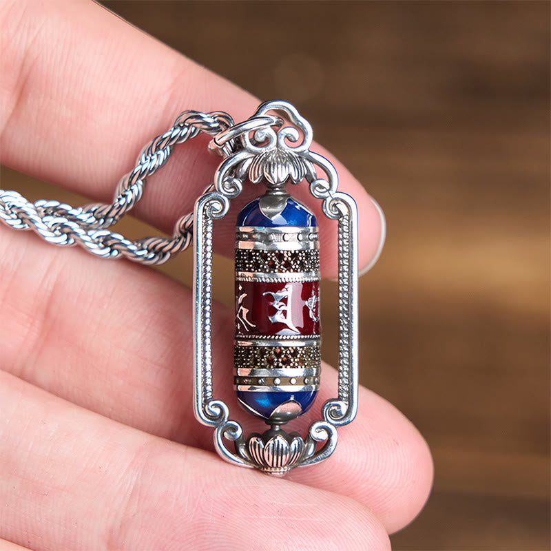 Pendentif porte-bonheur vintage en cuivre avec roue de prière Om Mani Padme Hum et Buddha Stones - image 12