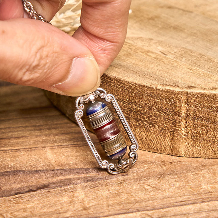 Pendentif porte-bonheur vintage en cuivre avec roue de prière Om Mani Padme Hum et Buddha Stones - image 10