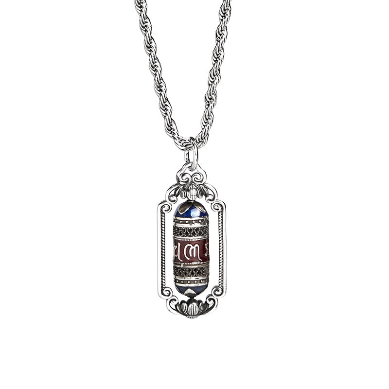 Pendentif porte-bonheur vintage en cuivre avec roue de prière Om Mani Padme Hum et Buddha Stones - image 5