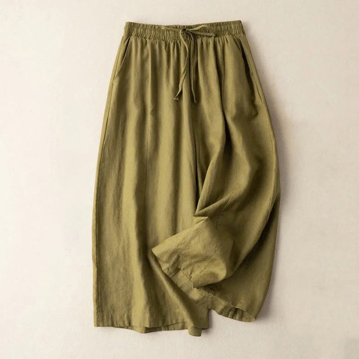 Pantalon Capri court uni en coton et lin pour femme, coupe large avec poches, longueur 7-8, motif Buddha Stones - Verge d'or foncée - US12，UK/AU16，EU44 (3XL) - image 12