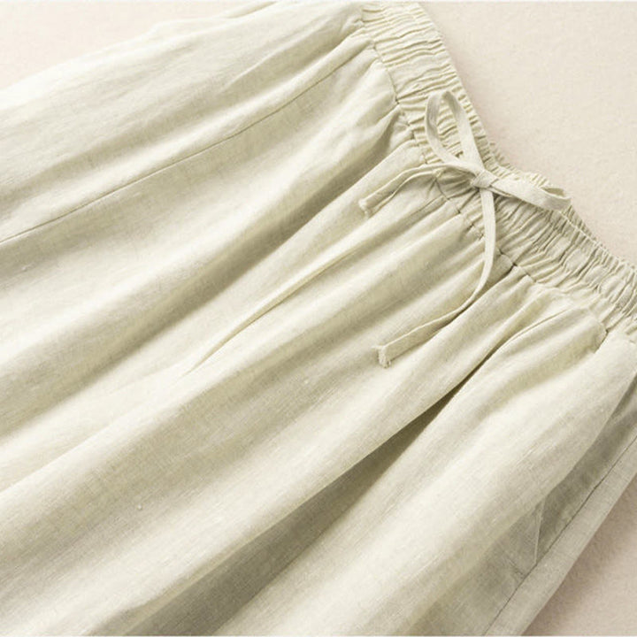 Pantalon Capri court uni en coton et lin pour femme, coupe large avec poches, longueur 7-8, motif Buddha Stones - image 27