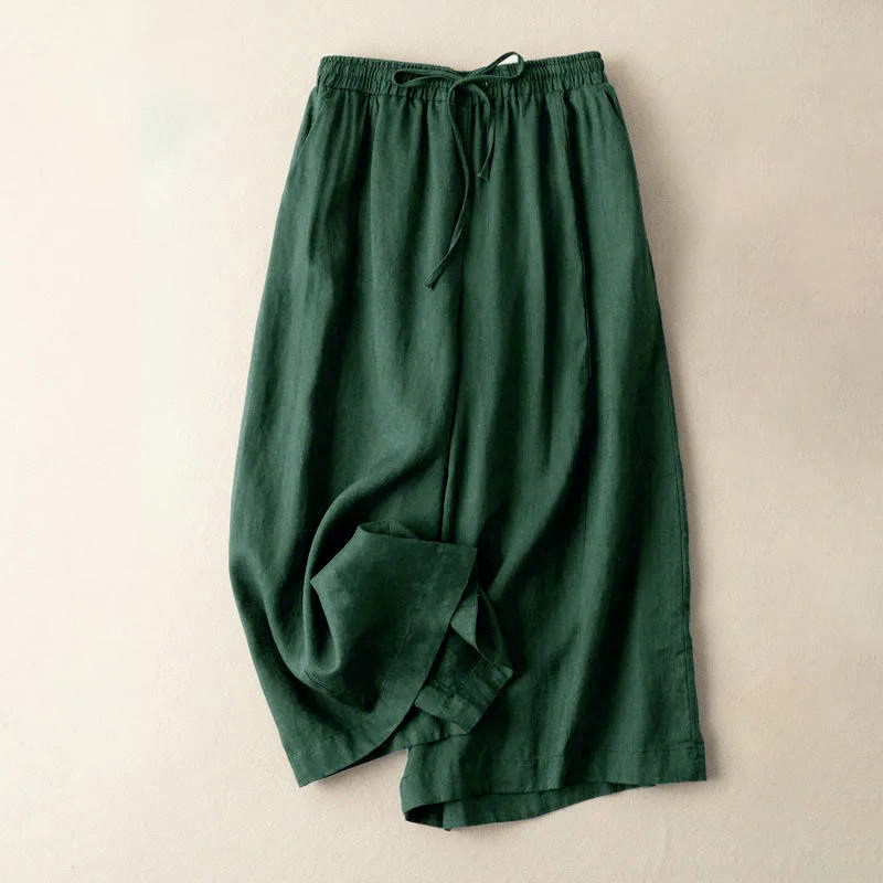 Pantalon Capri court uni en coton et lin pour femme, coupe large avec poches, longueur 7-8, motif Buddha Stones - Gris ardoise foncé - US12，UK/AU16，EU44 (3XL) - image 20