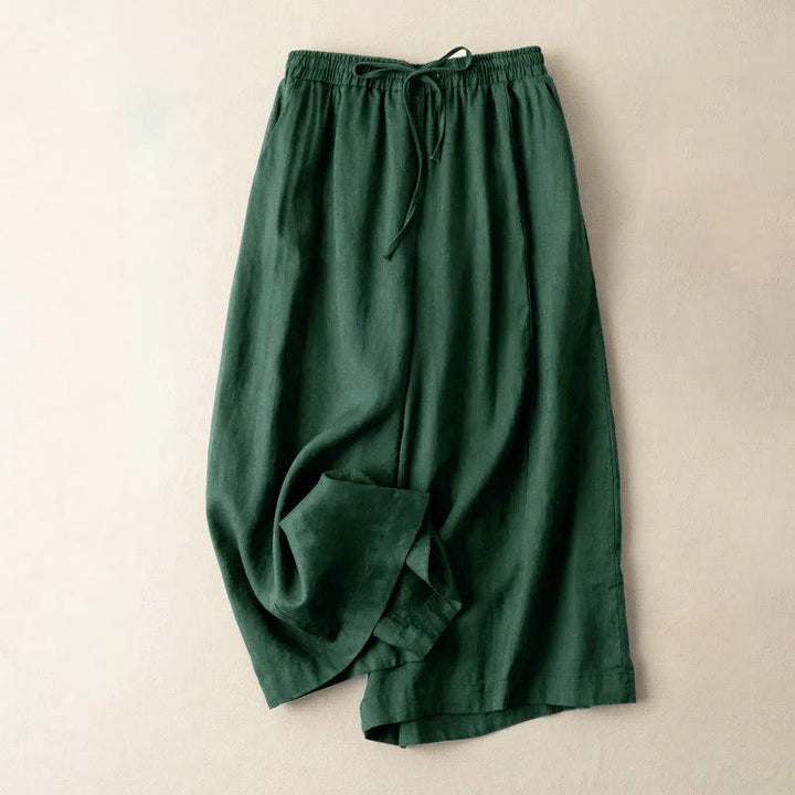 Pantalon Capri court uni en coton et lin pour femme, coupe large avec poches, longueur 7-8, motif Buddha Stones - Gris ardoise foncé - US12，UK/AU16，EU44 (3XL) - image 20