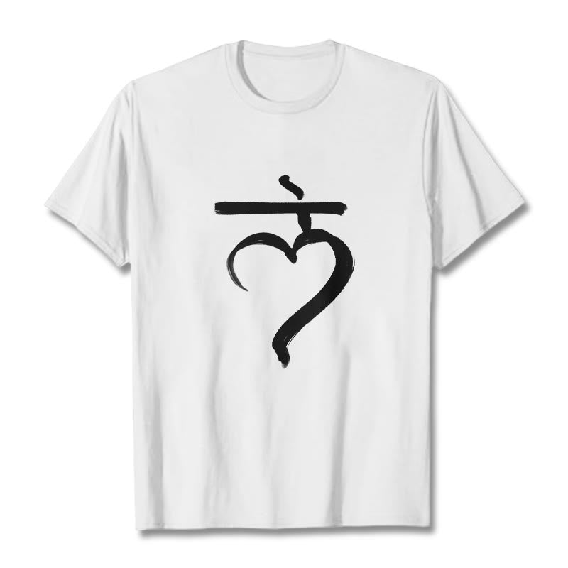 T-shirt décontracté en coton avec inscription « Lam Mantra » et « Buddha Stones » - Blanc - 2XL - image 6