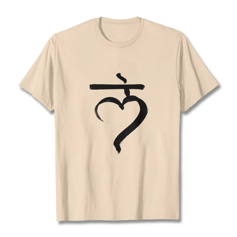 T-shirt décontracté en coton avec inscription « Lam Mantra » et « Buddha Stones » - Bisque - 2XL - image 9