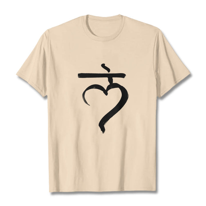T-shirt décontracté en coton avec inscription « Lam Mantra » et « Buddha Stones » - Bisque - 2XL - image 9