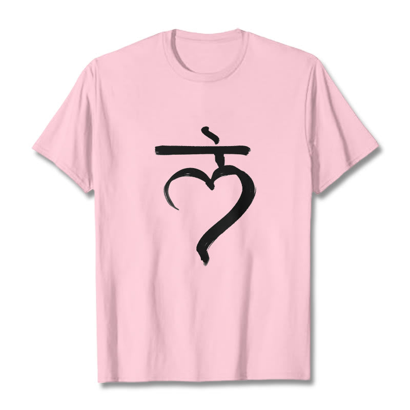 T-shirt décontracté en coton avec inscription « Lam Mantra » et « Buddha Stones » - Rose clair - 2XL - image 13