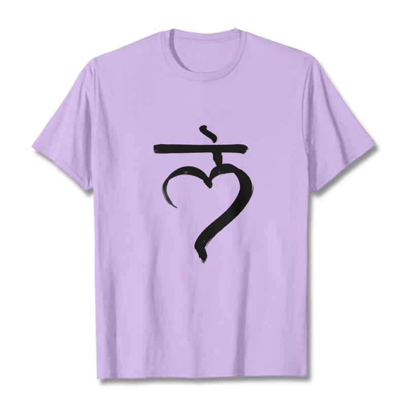T-shirt décontracté en coton avec inscription « Lam Mantra » et « Buddha Stones » - Prune - 2XL - image 17