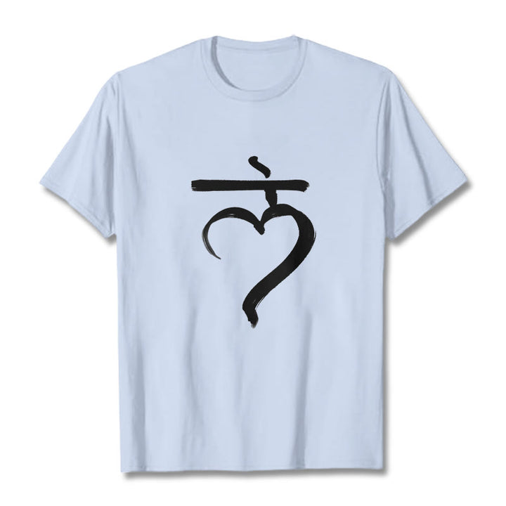 T-shirt décontracté en coton avec inscription « Lam Mantra » et « Buddha Stones » - Cyan clair - 2XL - image 19