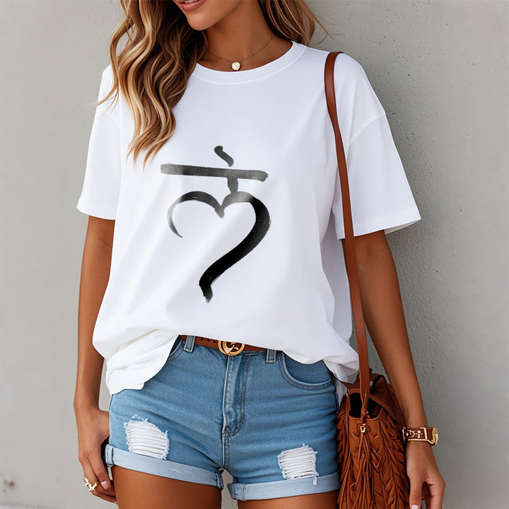 T-shirt décontracté en coton avec inscription « Lam Mantra » et « Buddha Stones » - image 8