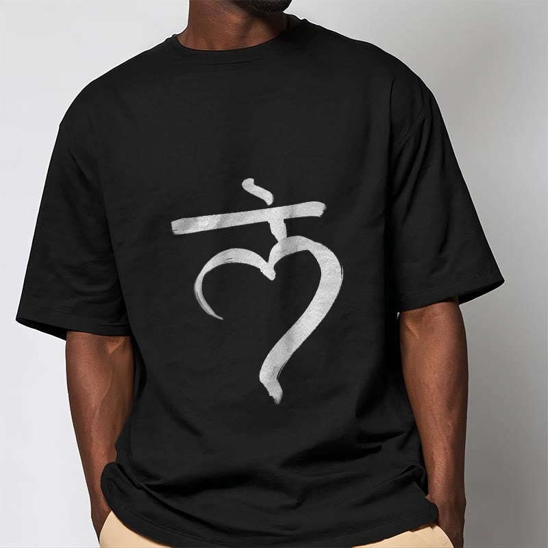 T-shirt décontracté en coton avec inscription « Lam Mantra » et « Buddha Stones » - image 2