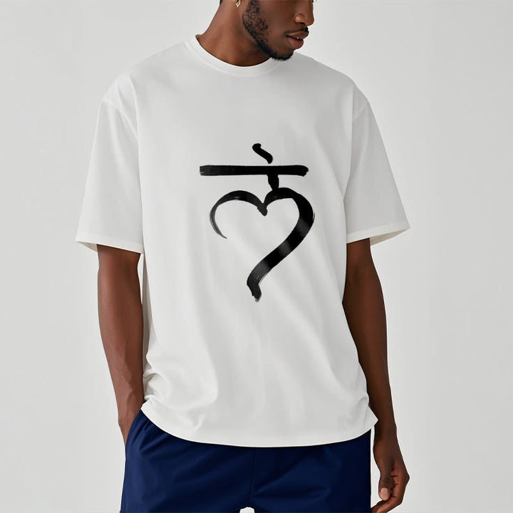 T-shirt décontracté en coton avec inscription « Lam Mantra » et « Buddha Stones » - image 7