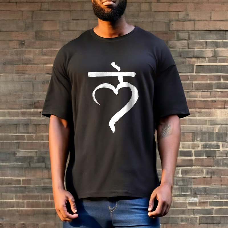 T-shirt décontracté en coton avec inscription « Lam Mantra » et « Buddha Stones » - image 3