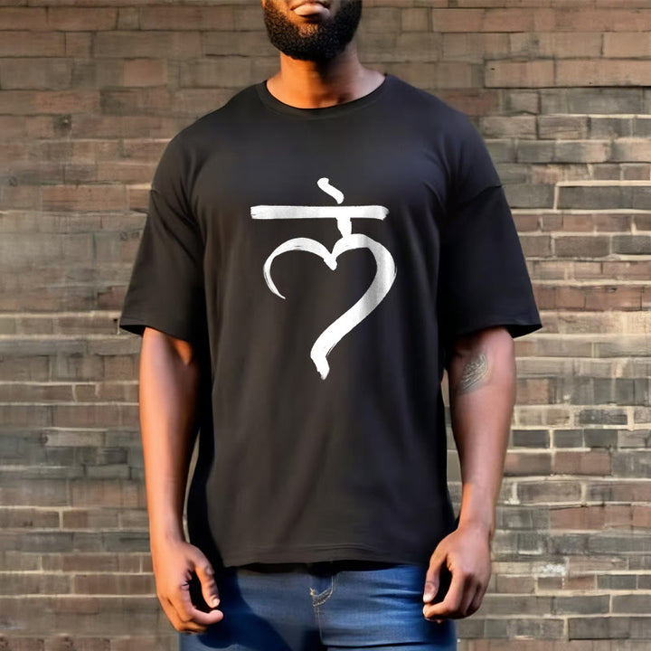 T-shirt décontracté en coton avec inscription « Lam Mantra » et « Buddha Stones » - image 3