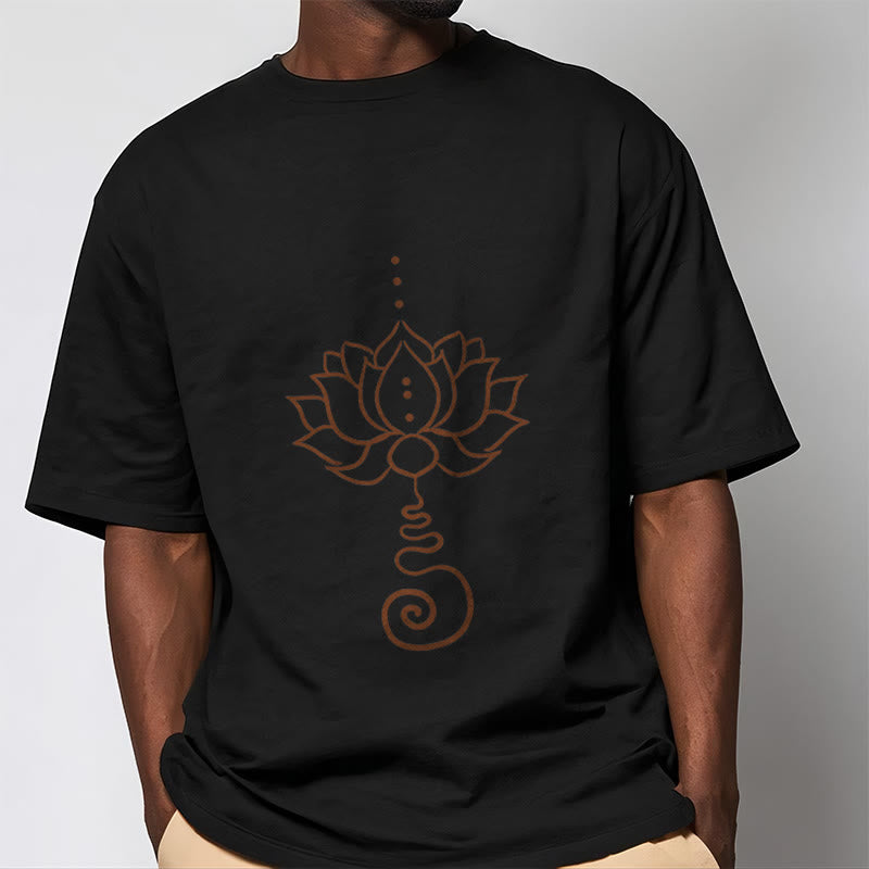 T-shirt décontracté en coton avec motif lotus et Buddha Stones - image 6