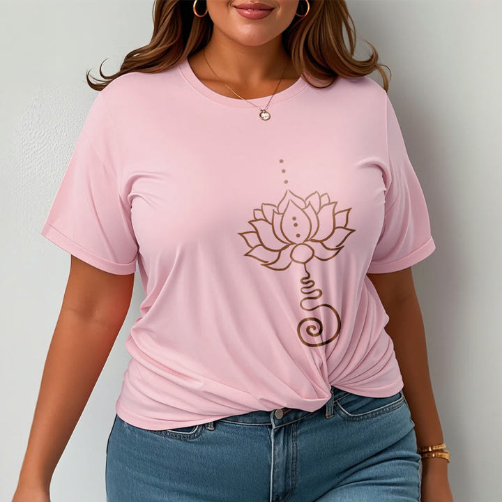 T-shirt décontracté en coton avec motif lotus et Buddha Stones - image 14