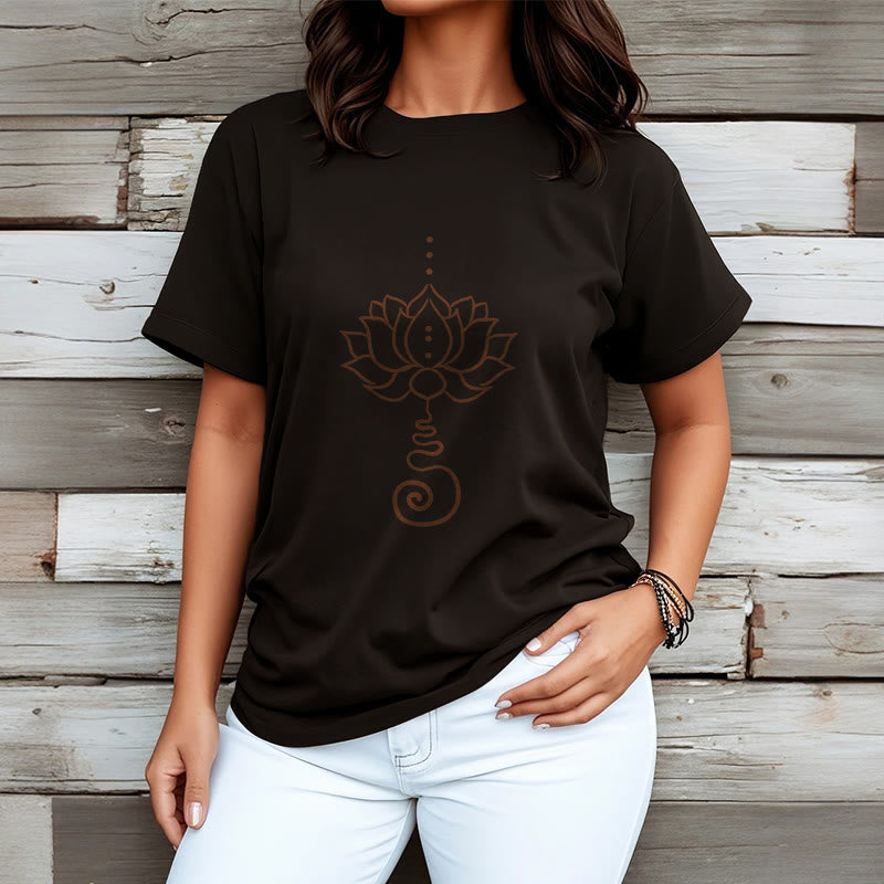 T-shirt décontracté en coton avec motif lotus et Buddha Stones - image 8