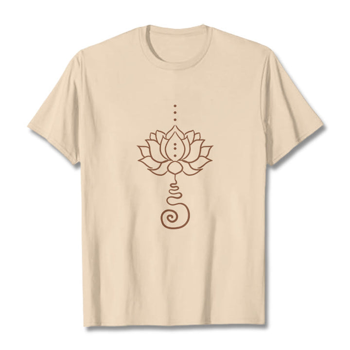 T-shirt décontracté en coton avec motif lotus et Buddha Stones - Bisque - 2XL - image 9