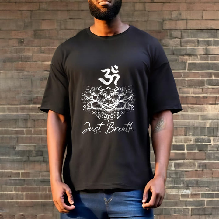 T-shirt Buddha Stones en coton avec motif de fleurs de lotus et symboles Om - image 5