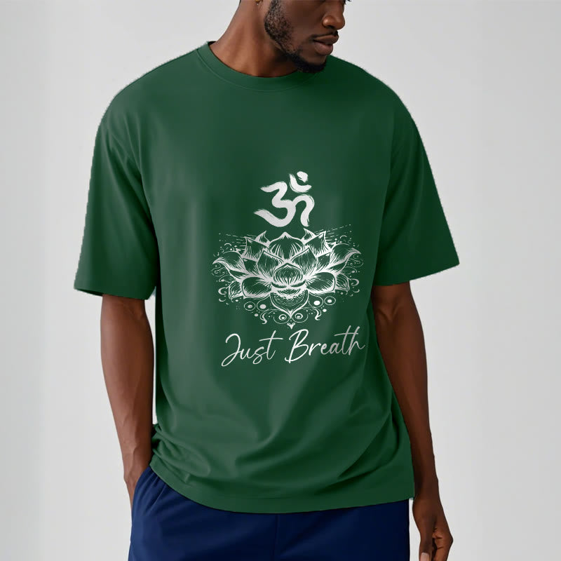 T-shirt Buddha Stones en coton avec motif de fleurs de lotus et symboles Om - image 1