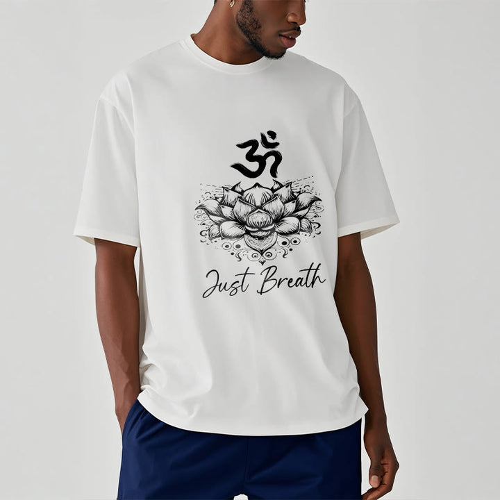 T-shirt Buddha Stones en coton avec motif de fleurs de lotus et symboles Om - image 8