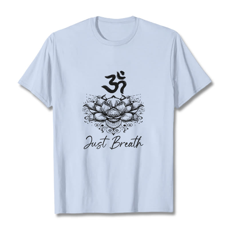T-shirt Buddha Stones en coton avec motif de fleurs de lotus et symboles Om - Cyan clair - 2XL - image 19