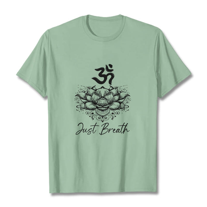 T-shirt Buddha Stones en coton avec motif de fleurs de lotus et symboles Om - Vert pâle - 2XL - image 14