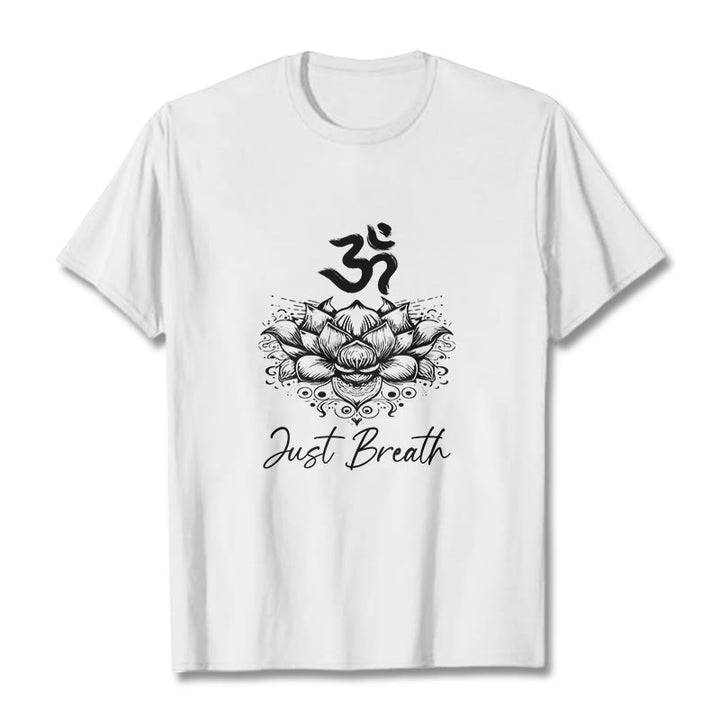 T-shirt Buddha Stones en coton avec motif de fleurs de lotus et symboles Om - Blanc - 2XL - image 7
