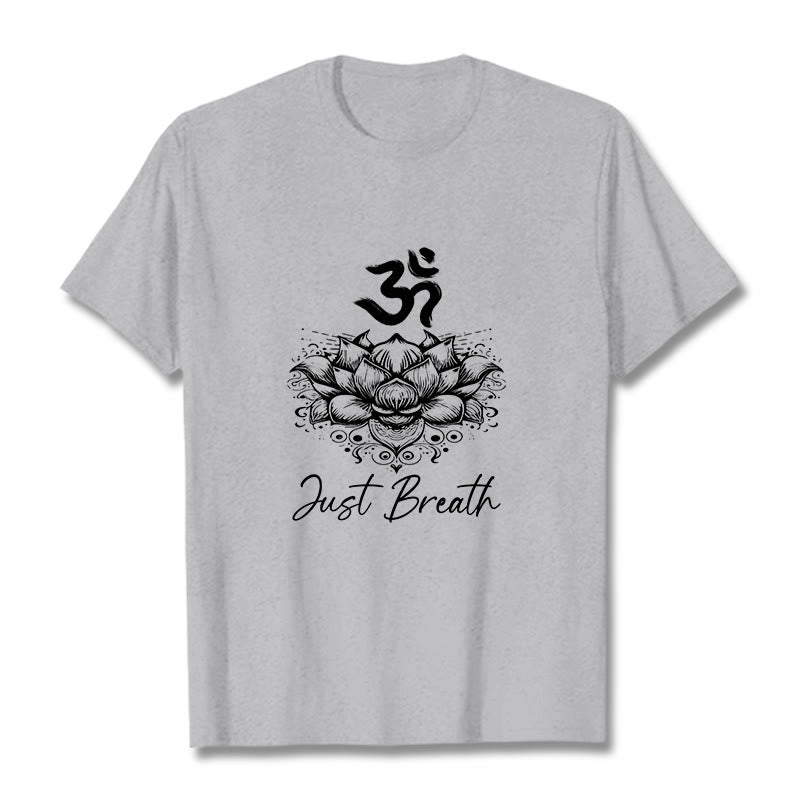 T-shirt Buddha Stones en coton avec motif de fleurs de lotus et symboles Om - Gris clair - 2XL - image 20