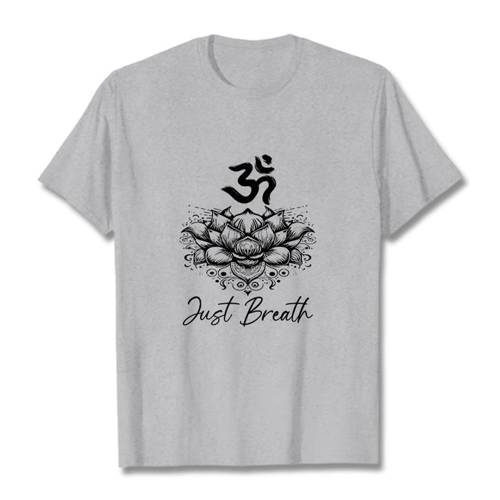 T-shirt Buddha Stones en coton avec motif de fleurs de lotus et symboles Om - Gris clair - 2XL - image 19