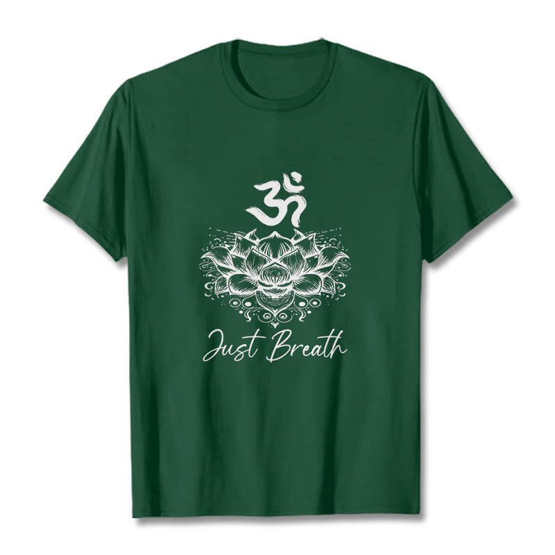 T-shirt Buddha Stones en coton avec motif de fleurs de lotus et symboles Om - Vert forêt - 2XL - image 0
