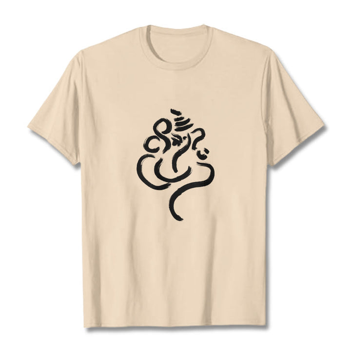 T-shirt décontracté en coton avec motif Ganesh et Buddha Stones - Bisque - 2XL - image 9