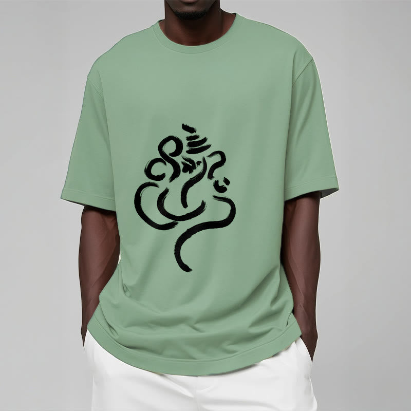 T-shirt décontracté en coton avec motif Ganesh et Buddha Stones - image 15
