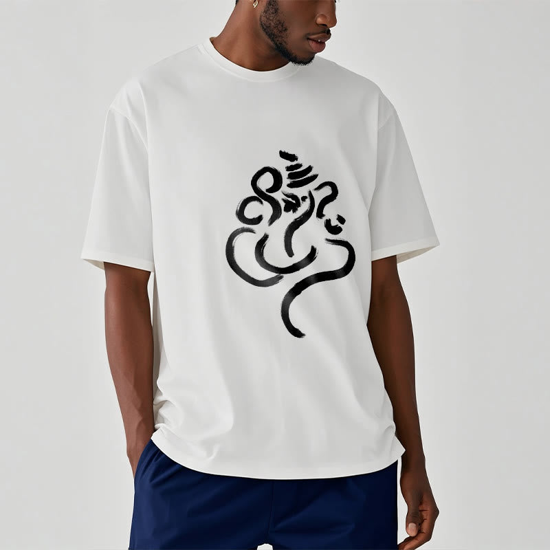 T-shirt décontracté en coton avec motif Ganesh et Buddha Stones - image 7