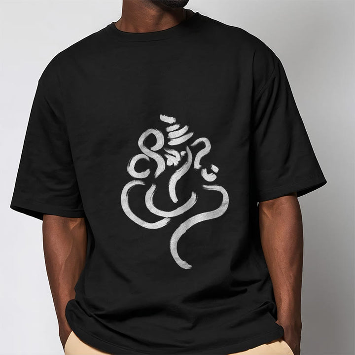 T-shirt décontracté en coton avec motif Ganesh et Buddha Stones - image 1