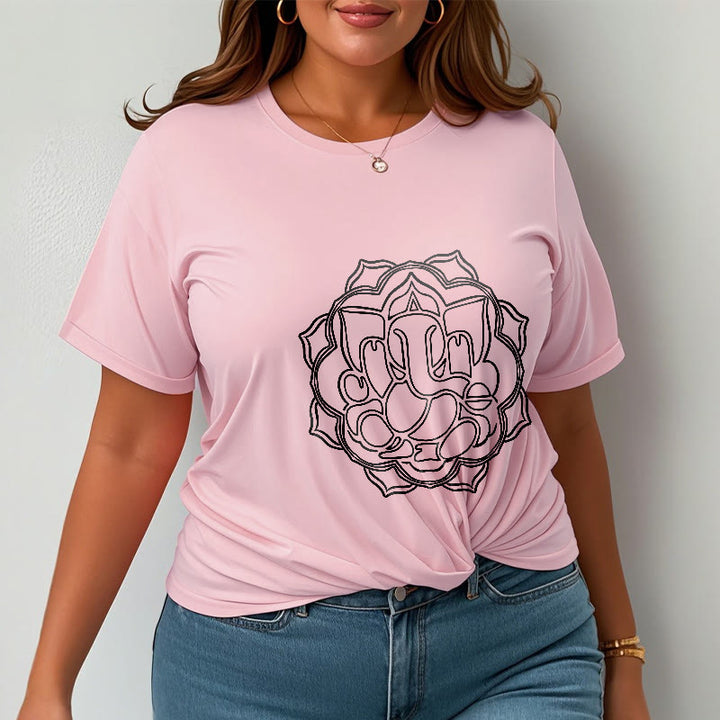 T-shirt décontracté en coton avec motif mandala et Buddha Stones - image 14