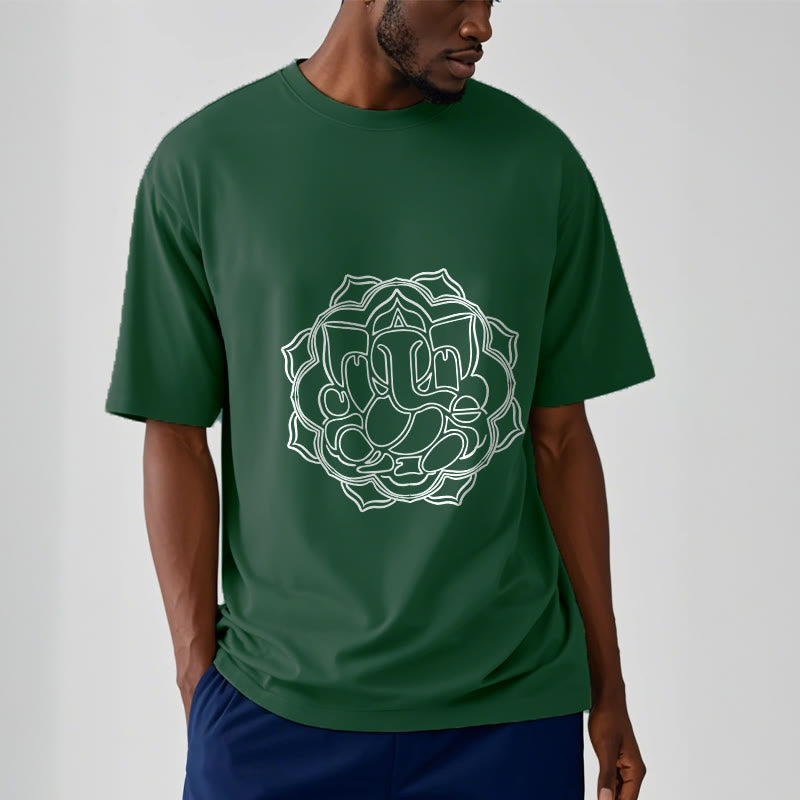 T-shirt décontracté en coton avec motif mandala et Buddha Stones - image 2