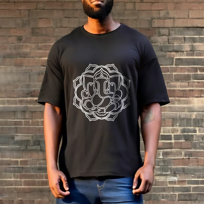 T-shirt décontracté en coton avec motif mandala et Buddha Stones - image 6