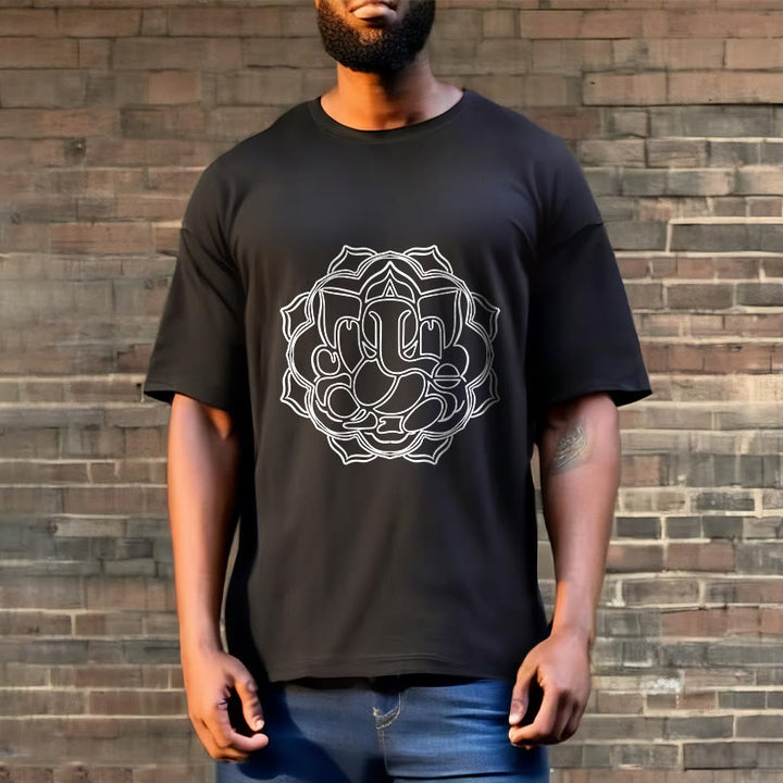 T-shirt décontracté en coton avec motif mandala et Buddha Stones - image 6