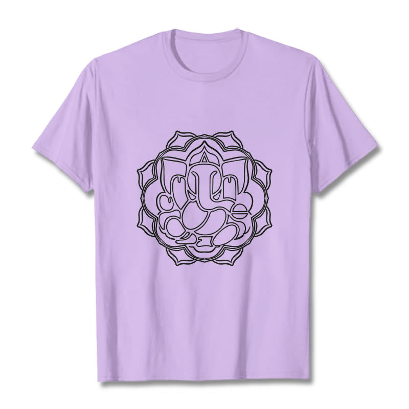 T-shirt décontracté en coton avec motif mandala et Buddha Stones - Prune - 2XL - image 17