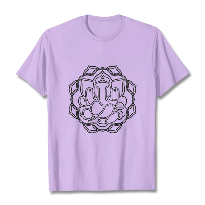 T-shirt décontracté en coton avec motif mandala et Buddha Stones - Prune - 2XL - image 17
