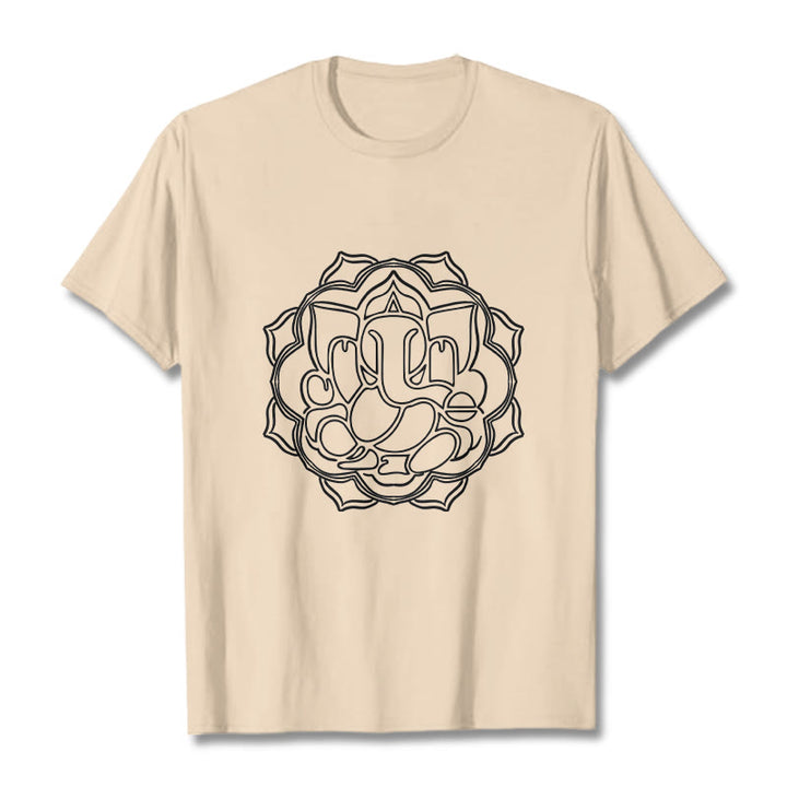 T-shirt décontracté en coton avec motif mandala et Buddha Stones - Bisque - 2XL - image 11