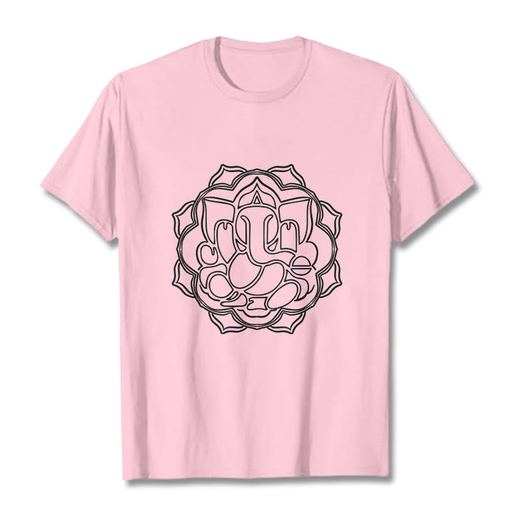 T-shirt décontracté en coton avec motif mandala et Buddha Stones - Rose clair - 2XL - image 13