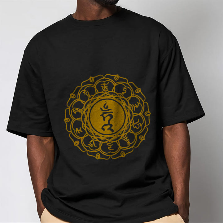 T-shirt décontracté en coton avec motif Buddha Stones , symbole Hum Vishuddha - image 6